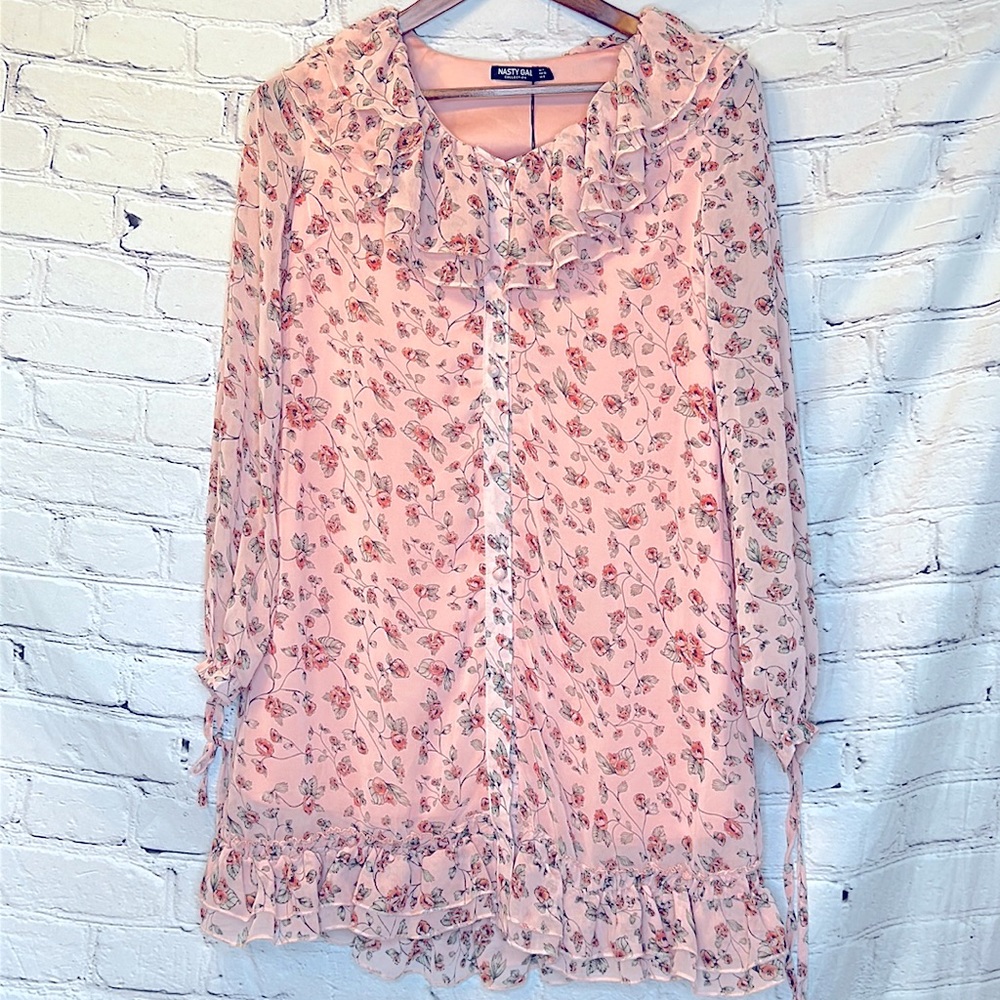 Nasty Gal Shimmy Shimmy More Floral Ruffle Dress Size 8 Brand New W/Tags